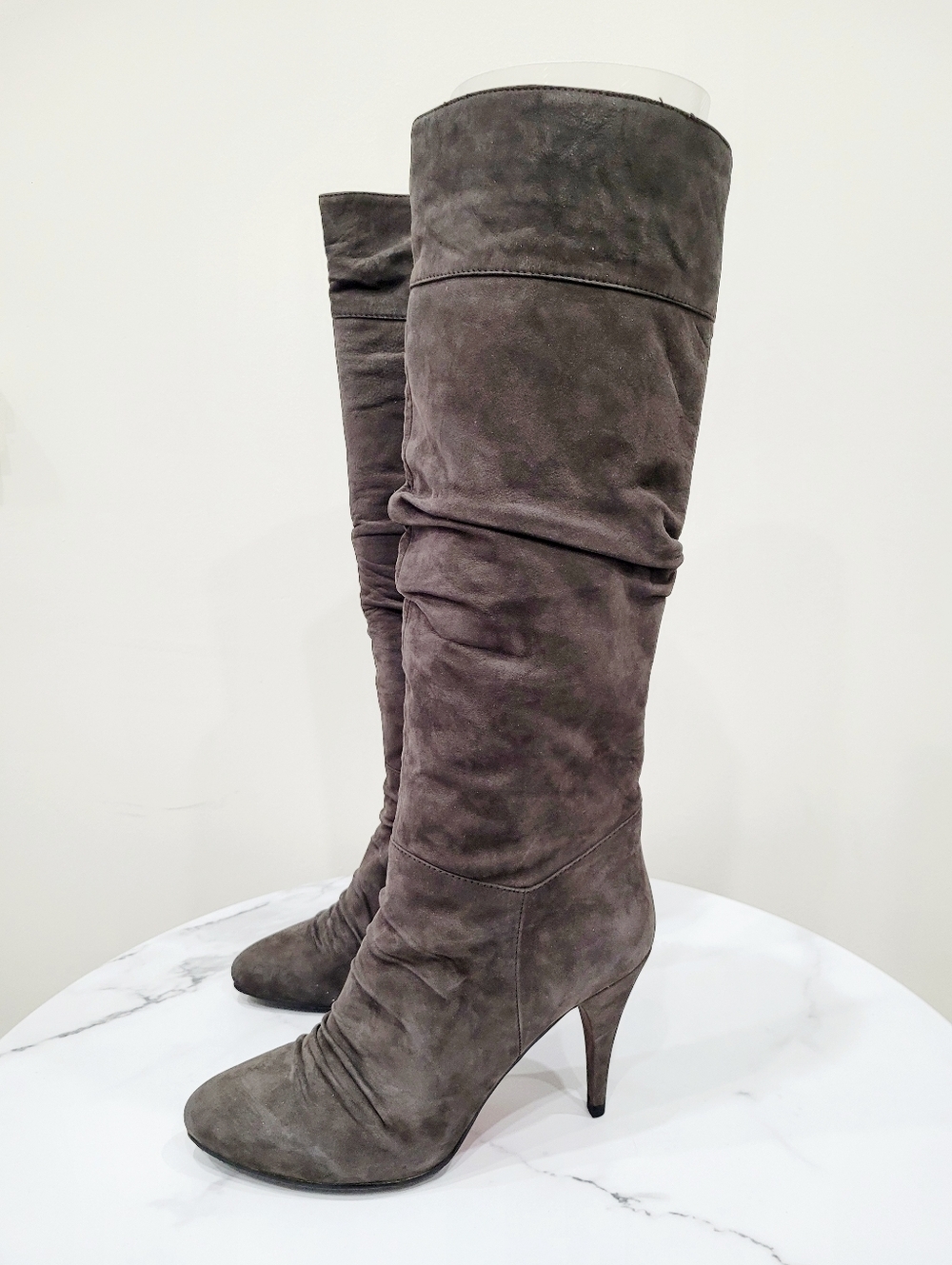 Y2K Brown Suede Leather Winter Heeled  Boots Size: 8US